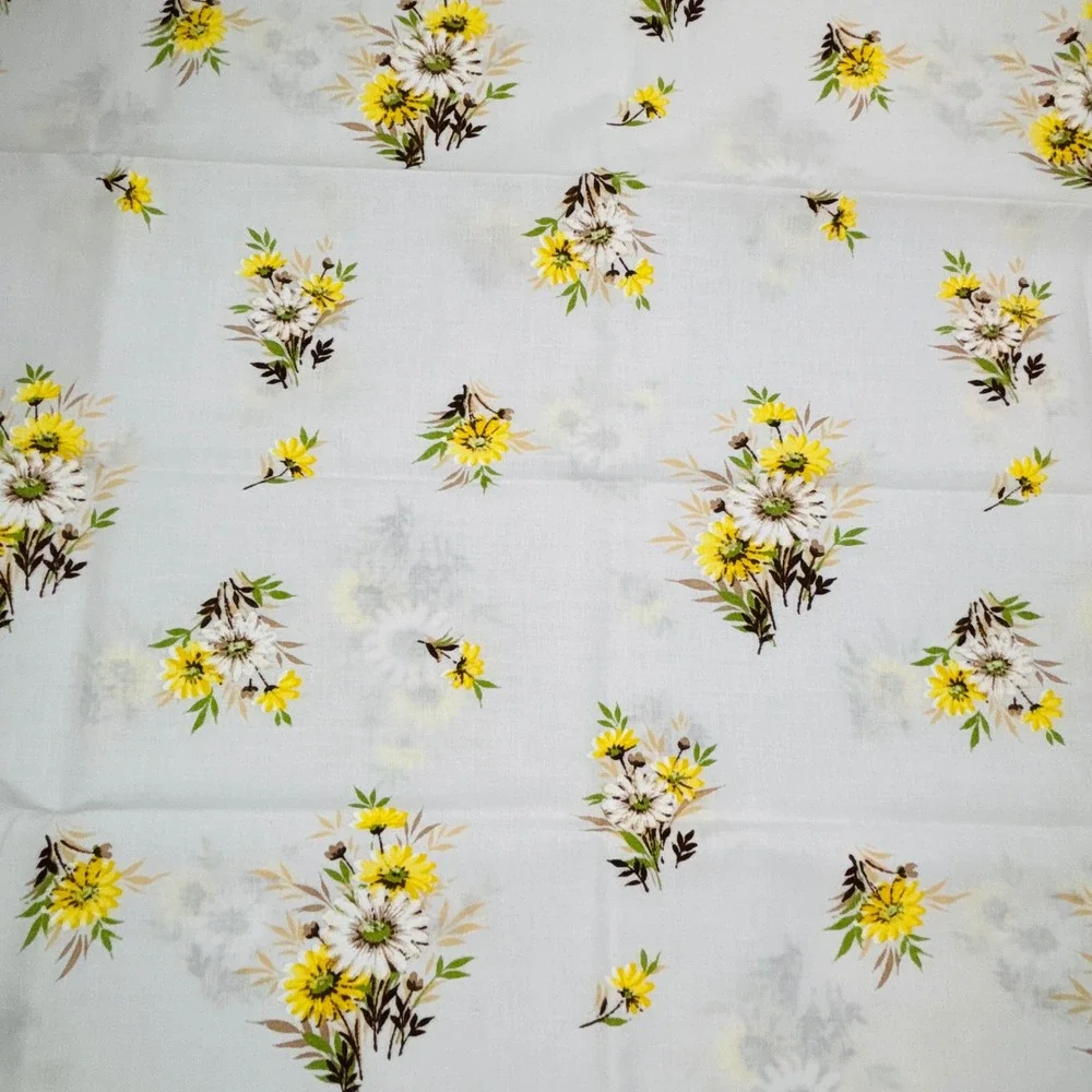 Vintage Pequot Floral Daisy 2 Standard Pillowcase Set Yellow White Spring Mills